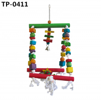 Food Grade Dyed Colorful Wooden Beads Bird Stand Ladder for Parrot Climb Bites Chewing