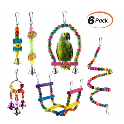 Parrots Toys And Bird Accessories For Pet Toy Swing Stand Budgie Parakeet Swing Ball Bell Standing Training Toys